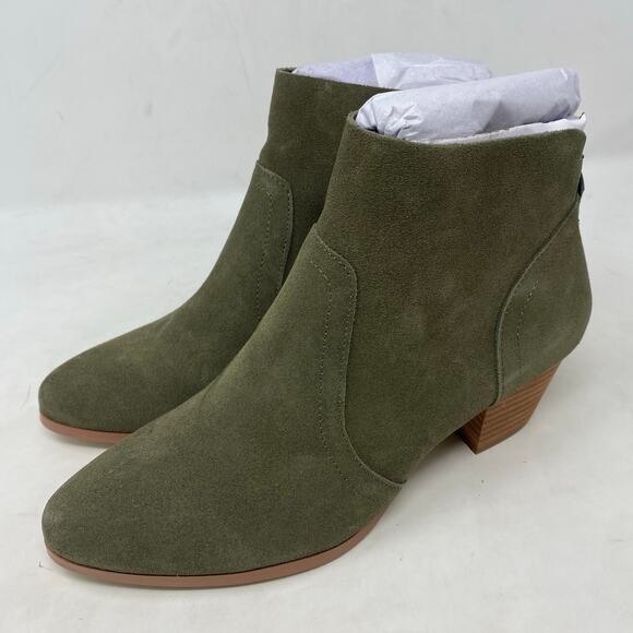 Violet & Red Cupid Suede Ankle Booties Womens Olive Size 8 - Picture 1 of 8